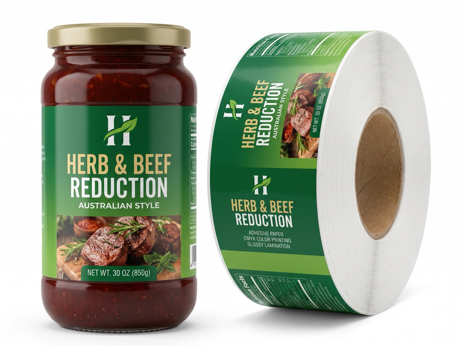 Custom label applied to a bottle or jar, printed by Euphora