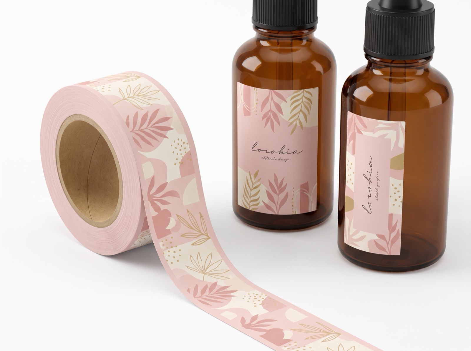 Custom patterned washi-style label tape roll with an original design