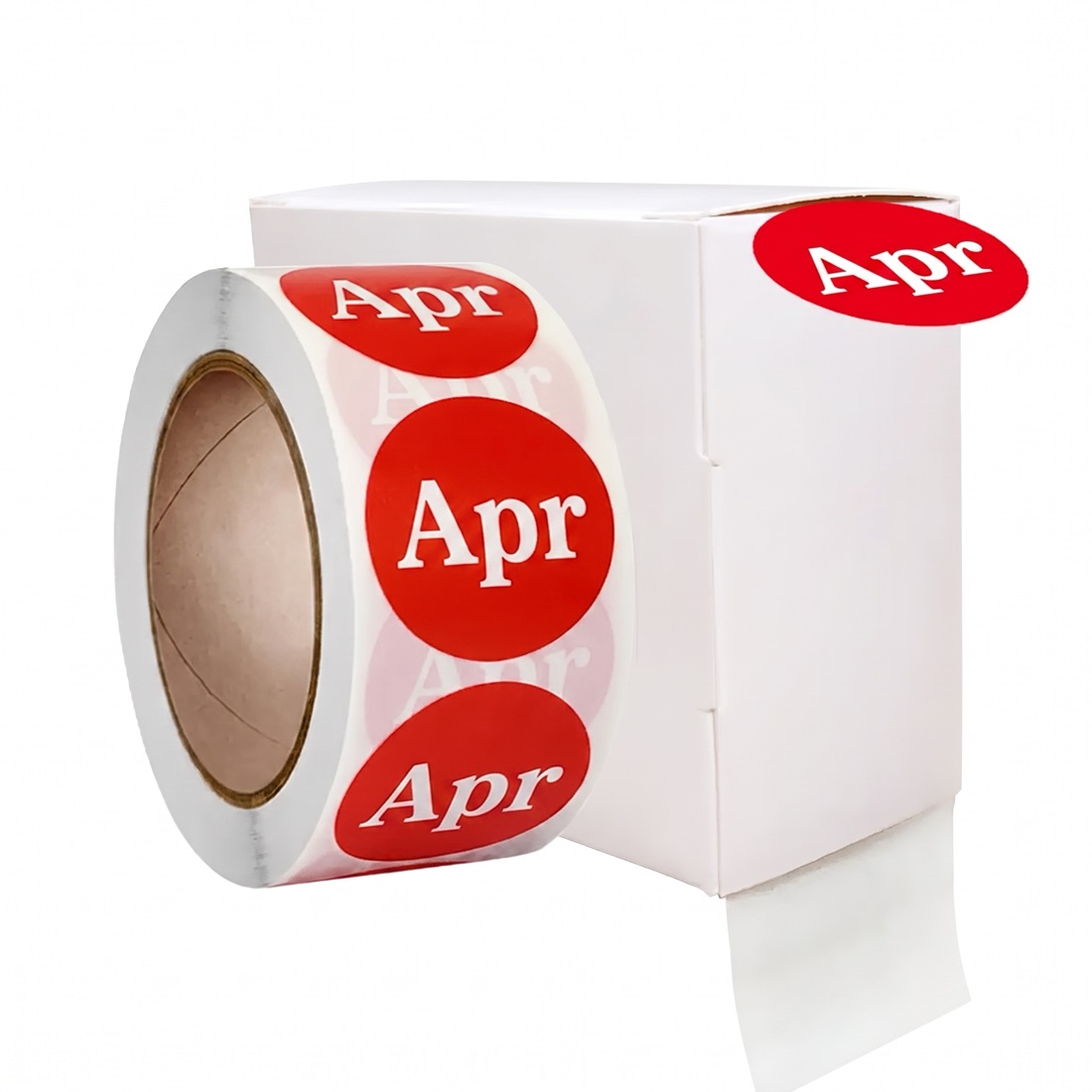 Custom printed product label roll on a studio backdrop, made by Euphora