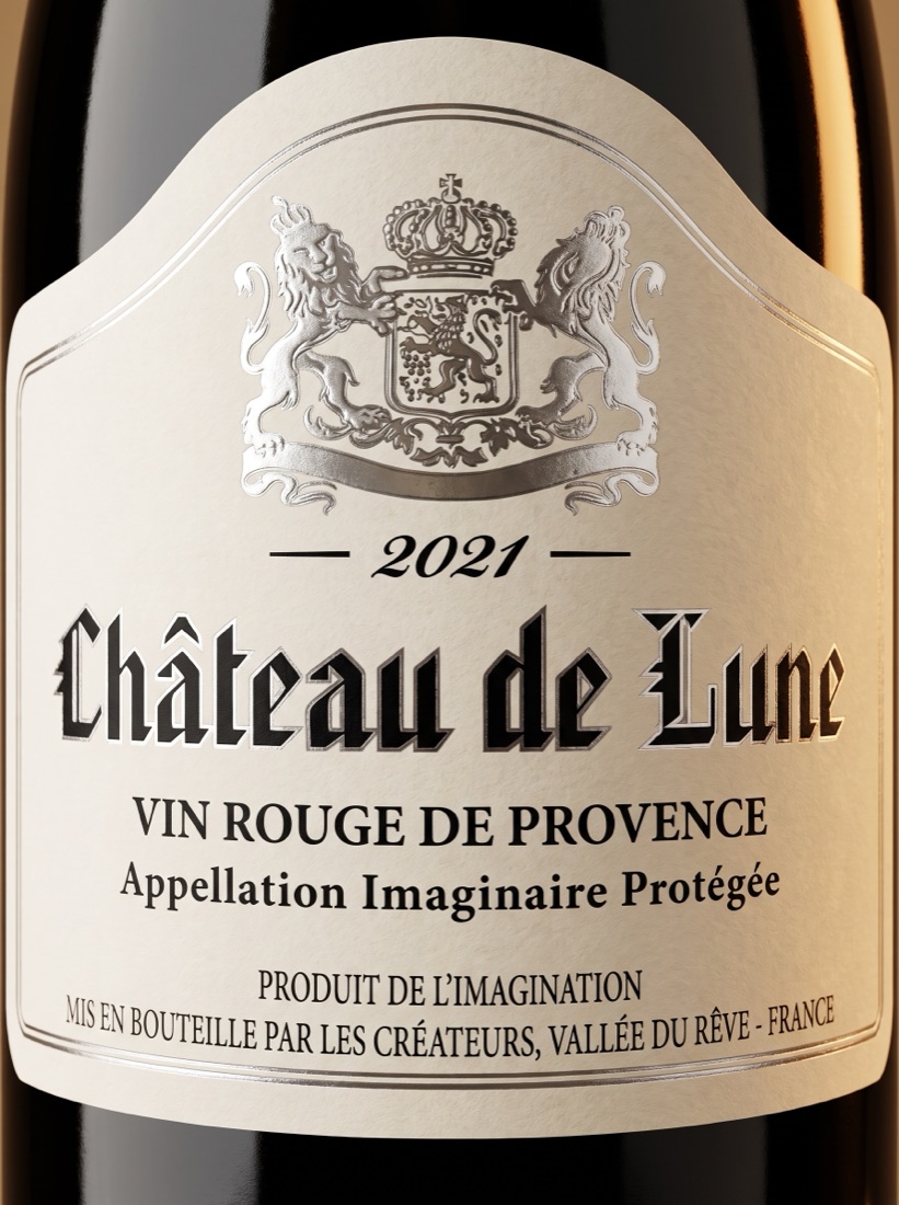 Custom wine bottle label with an original winery design, printed by Euphora