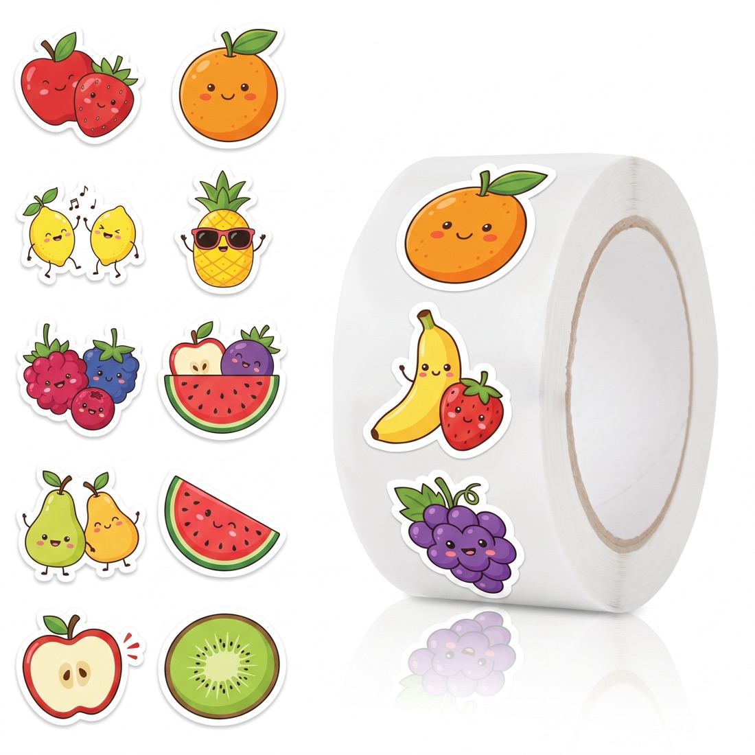 Custom die-cut vinyl stickers peeled and fanned out, printed by Euphora