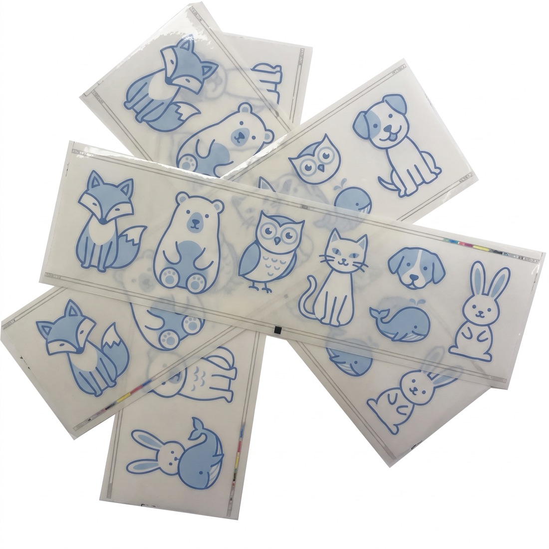 Kiss-cut sticker sheet with a grid of custom icons, printed by Euphora